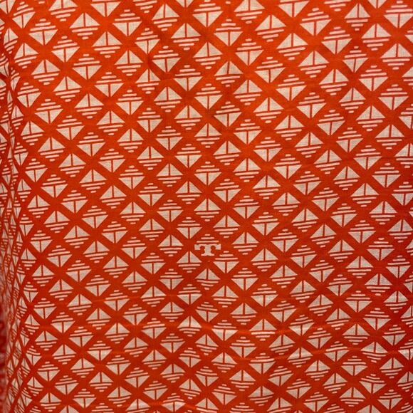 Tory Burch Women’s Tunic Top Cotton Classic Modern Size 6 Orange White Navy - Picture 7 of 12
